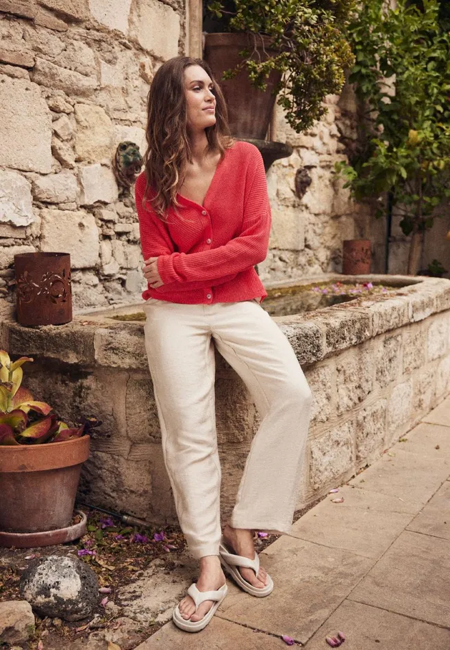 FYNCHHATTON Part Jacket With A Linen Content Summer Red Women Cardigan