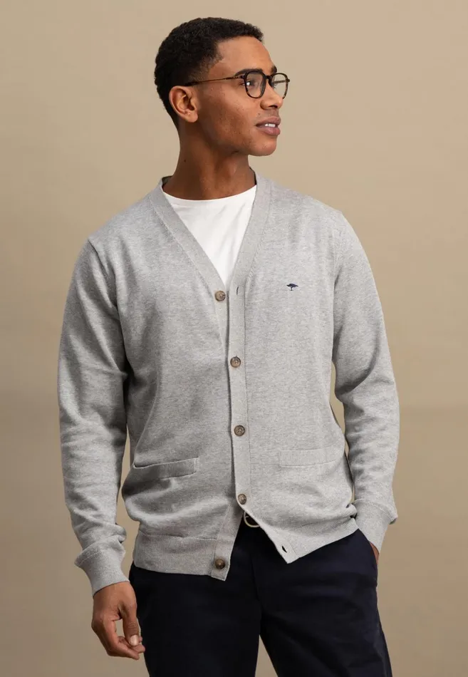 FYNCHHATTON Parting Jacket Made Of Soft Cotton With A Button Closure Silvernavysummer Breeze Men Cardigan