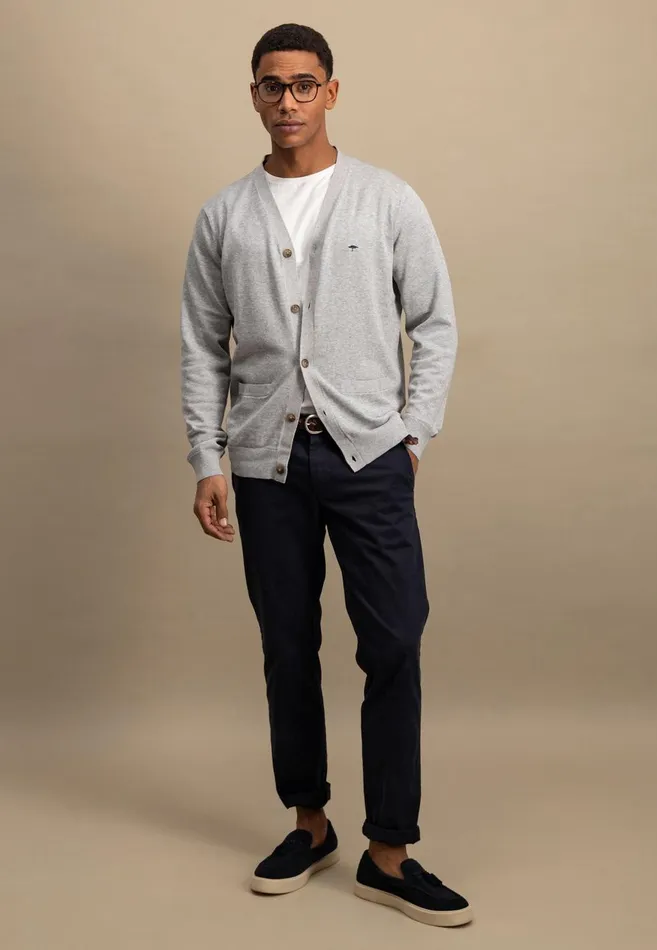 FYNCHHATTON Parting Jacket Made Of Soft Cotton With A Button Closure Silvernavysummer Breeze Men Cardigan