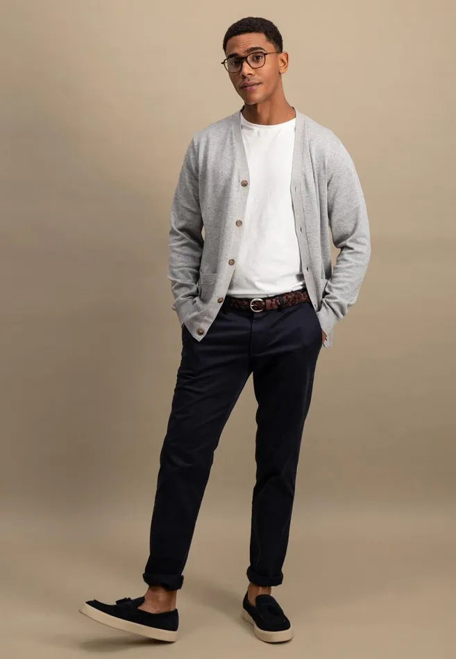 FYNCHHATTON Parting Jacket Made Of Soft Cotton With A Button Closure Silvernavysummer Breeze Men Cardigan