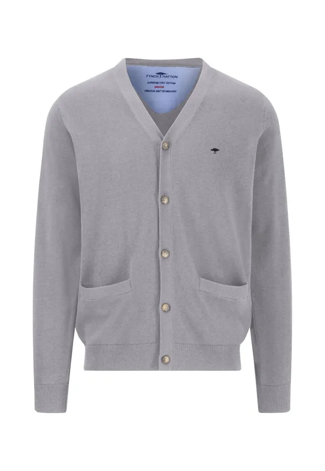 FYNCHHATTON Parting Jacket Made Of Soft Cotton With A Button Closure Silvernavysummer Breeze Men Cardigan