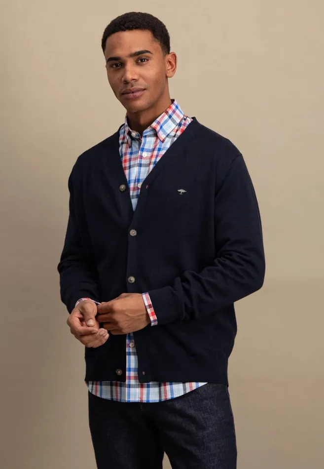 FYNCHHATTON Parting Jacket Made Of Soft Cotton With A Button Closure Silvernavysummer Breeze Men Cardigan