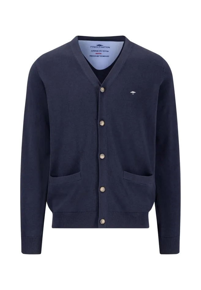 FYNCHHATTON Parting Jacket Made Of Soft Cotton With A Button Closure Silvernavysummer Breeze Men Cardigan