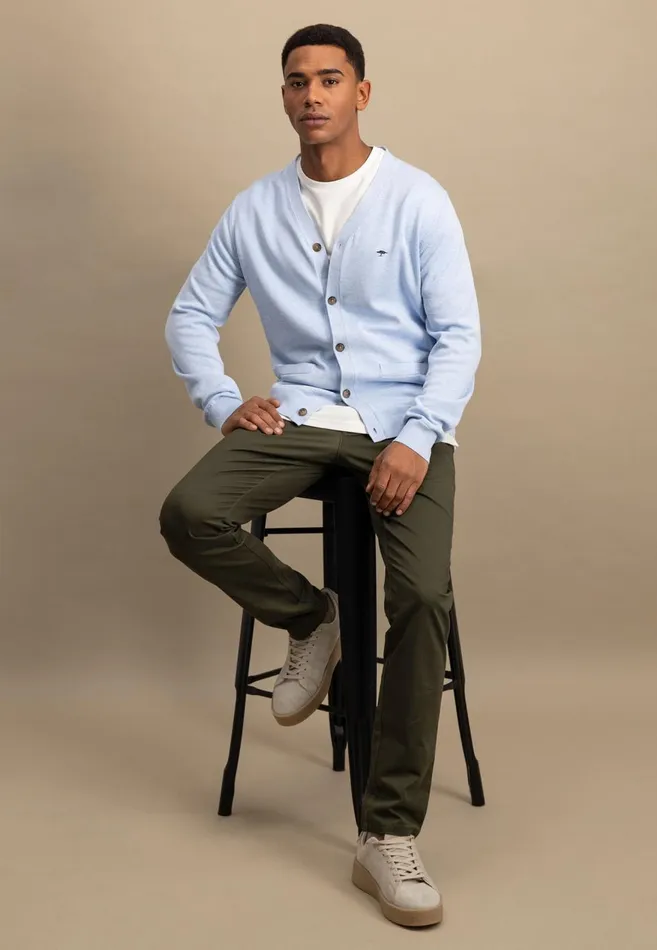 FYNCHHATTON Parting Jacket Made Of Soft Cotton With A Button Closure Silvernavysummer Breeze Men Cardigan