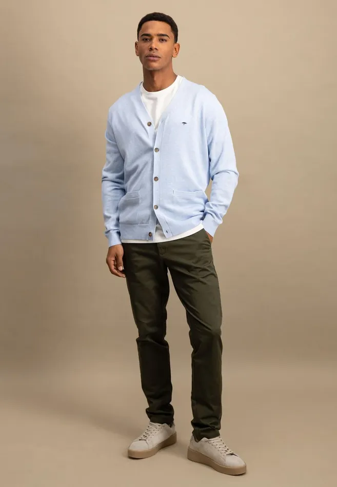 FYNCHHATTON Parting Jacket Made Of Soft Cotton With A Button Closure Silvernavysummer Breeze Men Cardigan