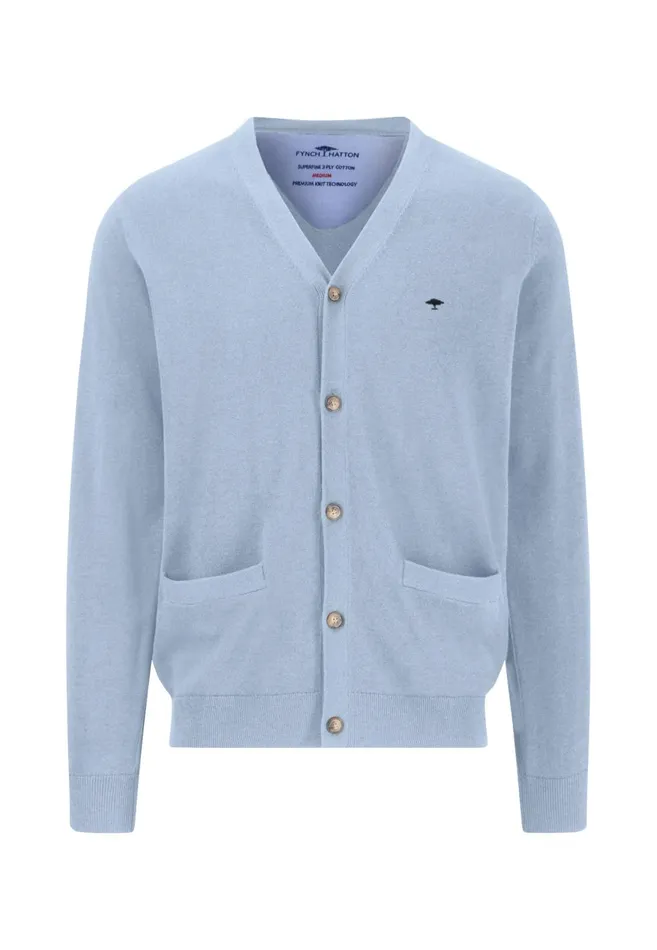 FYNCHHATTON Parting Jacket Made Of Soft Cotton With A Button Closure Silvernavysummer Breeze Men Cardigan