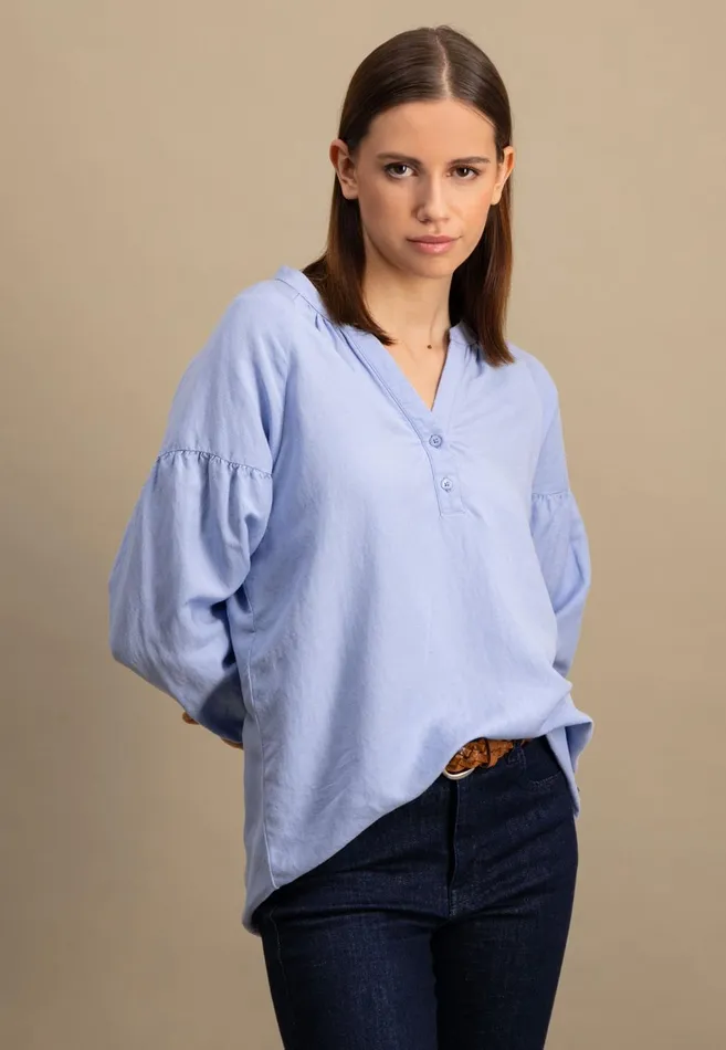 FYNCHHATTON Plain Blouse With A Vneckline Whitesummer Redfresh Roselight Blue Women Blouses