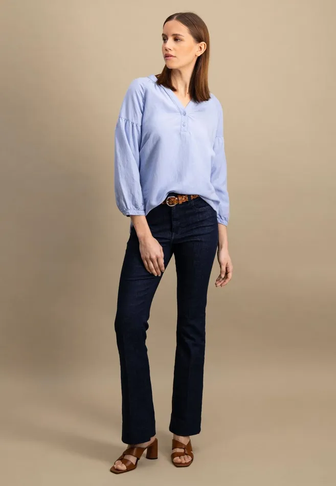 FYNCHHATTON Plain Blouse With A Vneckline Whitesummer Redfresh Roselight Blue Women Blouses