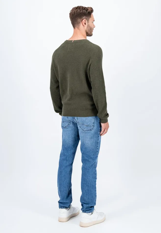 FYNCHHATTON Pullovers Made Of Cotton Twocolor Optics Dark Khakinavy Men Sweater