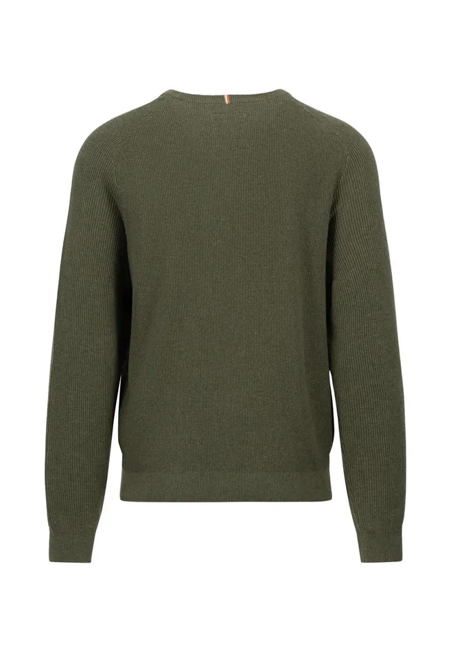 FYNCHHATTON Pullovers Made Of Cotton Twocolor Optics Dark Khakinavy Men Sweater