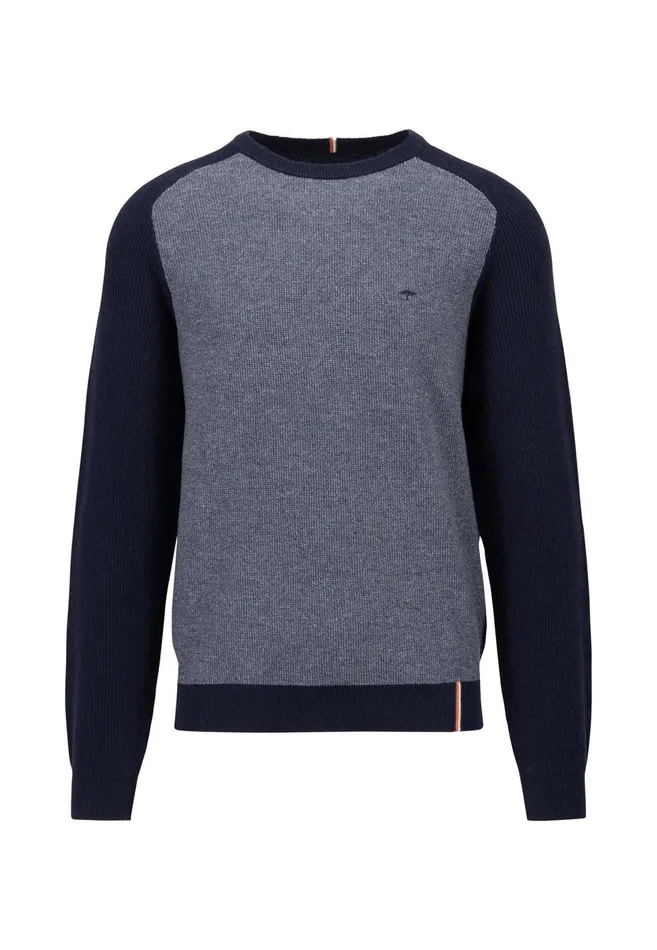FYNCHHATTON Pullovers Made Of Cotton Twocolor Optics Dark Khakinavy Men Sweater