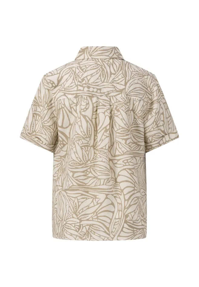 FYNCHHATTON Short Arm Linen Blouse With Botanical Pattern Safari Beigereed Green Women Sale FYNCHHATTON Short Arm Linen Blouse With Botanical Pattern Safari Beigereed Green Women Sale
