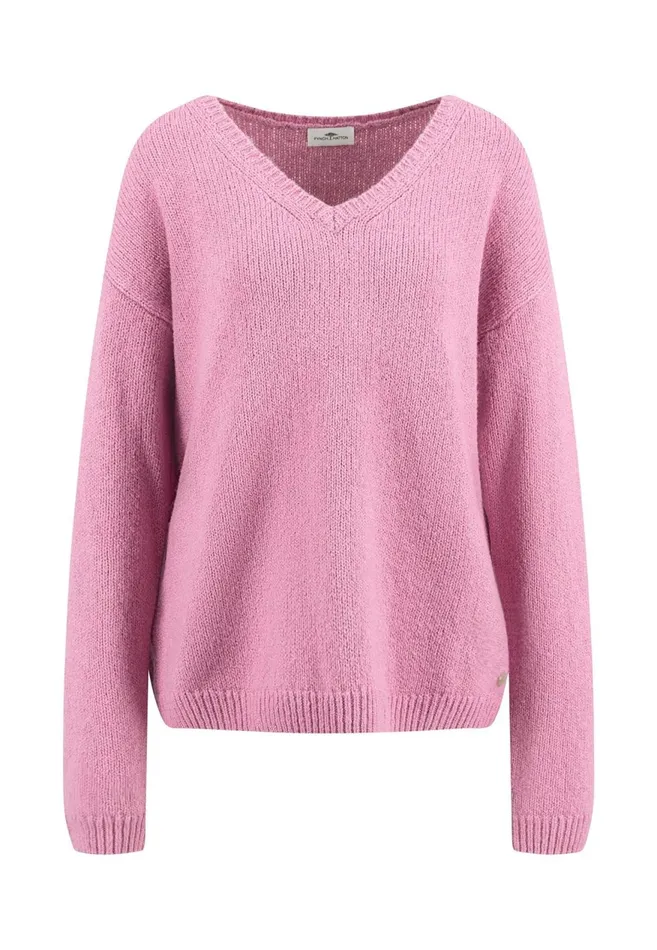 FYNCHHATTON Soft Knitting Sweater With A Vneckline Mauve Rosemodern Plumsilver Gray Women Sweater