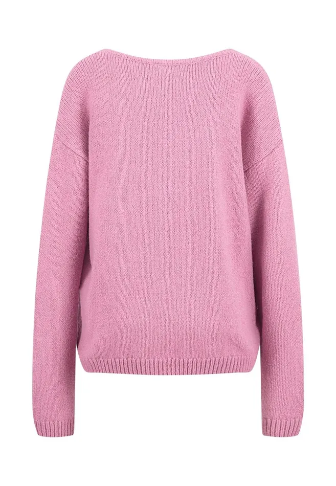 FYNCHHATTON Soft Knitting Sweater With A Vneckline Mauve Rosemodern Plumsilver Gray Women Sweater
