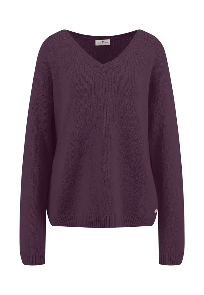 FYNCHHATTON Soft Knitting Sweater With A Vneckline Mauve Rosemodern Plumsilver Gray Women Sweater