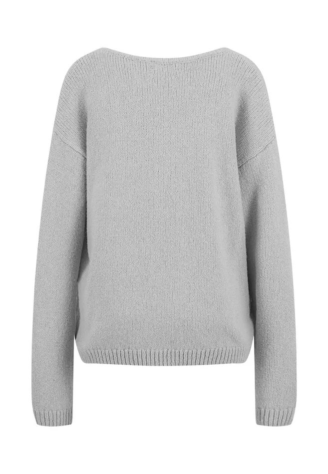 FYNCHHATTON Soft Knitting Sweater With A Vneckline Mauve Rosemodern Plumsilver Gray Women Sweater