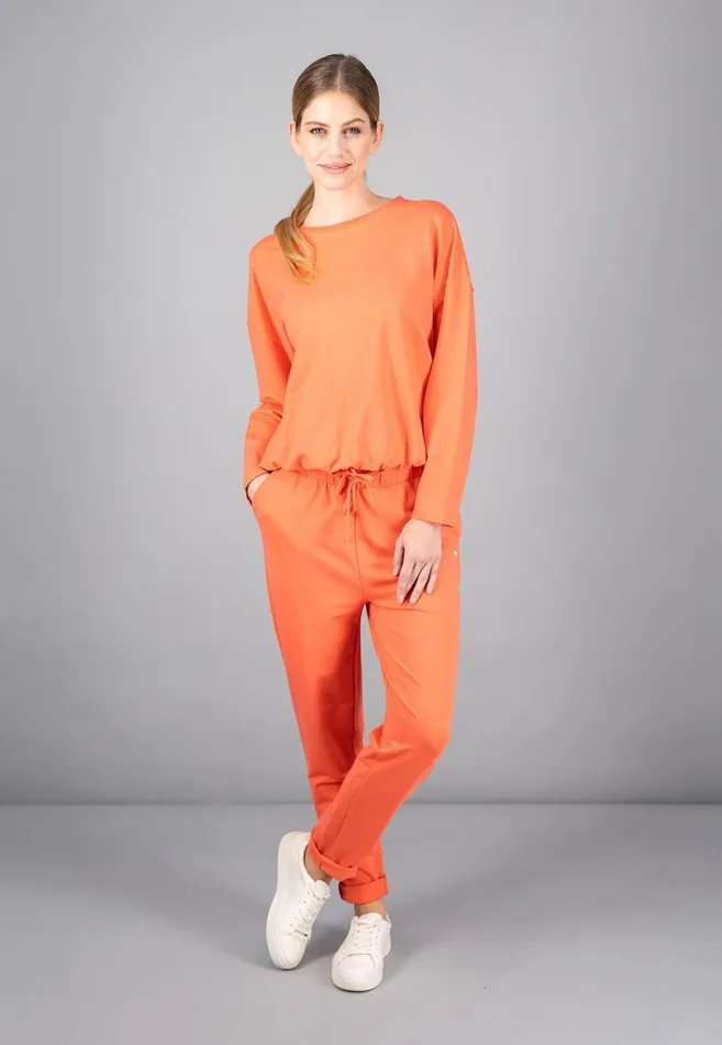 FYNCHHATTON Sportive Sweatpants Made Of Cotton Modal Mix Milkcoralsky Bluetaupe Women Pants FYNCHHATTON Sportive Sweatpants Made Of Cotton Modal Mix Milkcoralsky Bluetaupe Women Pants