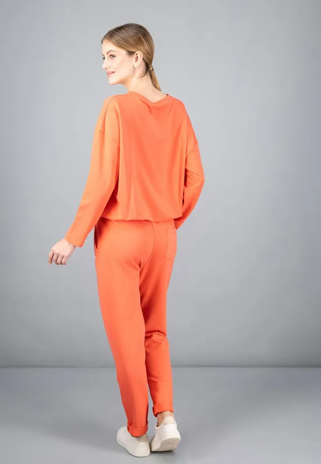 FYNCHHATTON Sportive Sweatpants Made Of Cotton Modal Mix Milkcoralsky Bluetaupe Women Pants FYNCHHATTON Sportive Sweatpants Made Of Cotton Modal Mix Milkcoralsky Bluetaupe Women Pants
