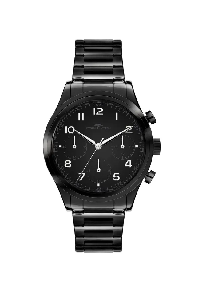 FYNCHHATTON Stainless Steel Wristwatch Black Black Women Watch