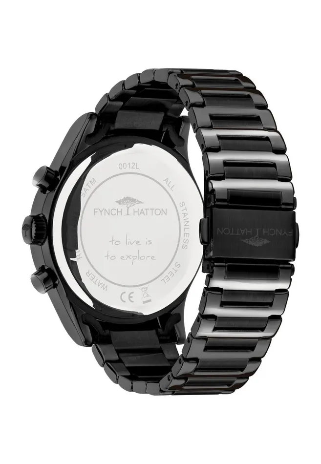 FYNCHHATTON Stainless Steel Wristwatch Black Black Women Watch FYNCHHATTON Stainless Steel Wristwatch Black Black Women Watch