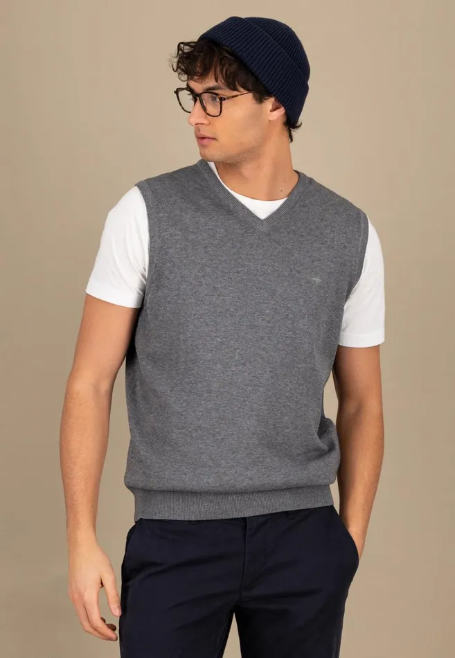FYNCHHATTON String Pullunder Made Of Fine Cotton Steelnavypoppy Rednightstrong Blue Men Sweater