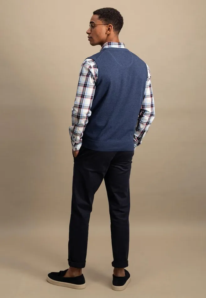FYNCHHATTON String Pullunder Made Of Fine Cotton Steelnavypoppy Rednightstrong Blue Men Sweater