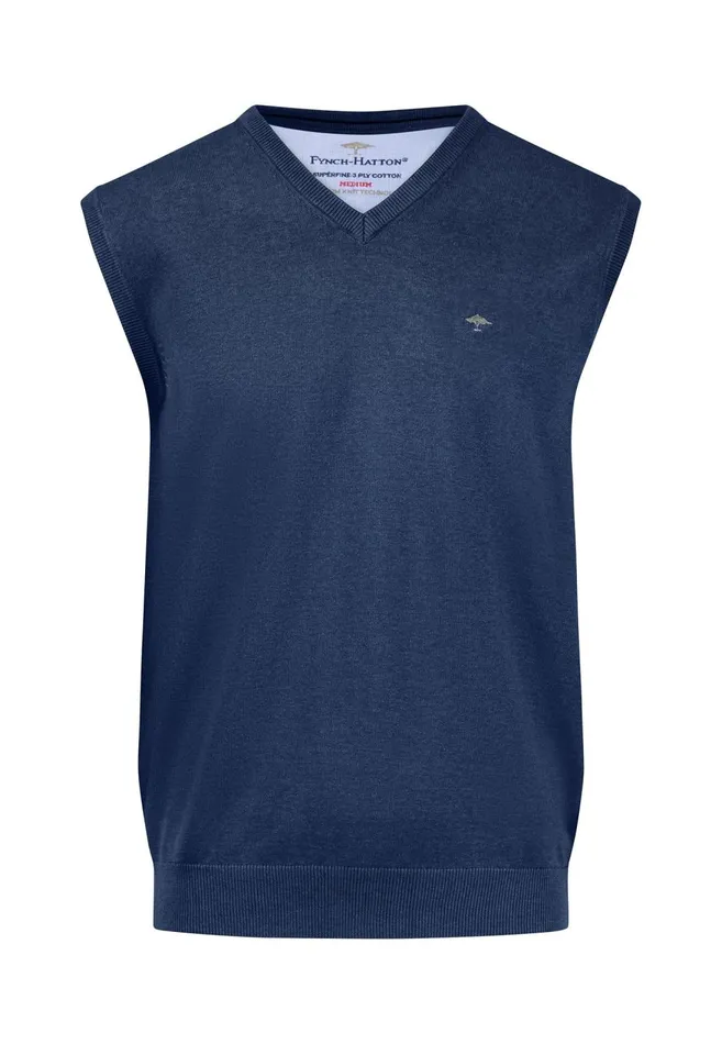 FYNCHHATTON String Pullunder Made Of Fine Cotton Steelnavypoppy Rednightstrong Blue Men Sweater