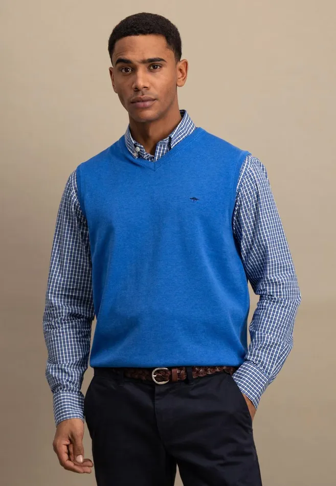 FYNCHHATTON String Pullunder Made Of Fine Cotton Steelnavypoppy Rednightstrong Blue Men Sweater