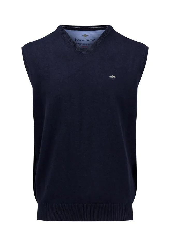 FYNCHHATTON String Pullunder Made Of Fine Cotton Steelnavypoppy Rednightstrong Blue Men Sweater