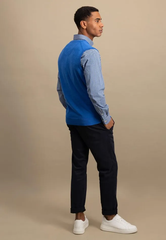 FYNCHHATTON String Pullunder Made Of Fine Cotton Steelnavypoppy Rednightstrong Blue Men Sweater