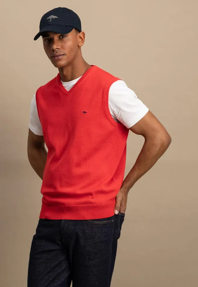 FYNCHHATTON String Pullunder Made Of Fine Cotton Steelnavypoppy Rednightstrong Blue Men Sweater