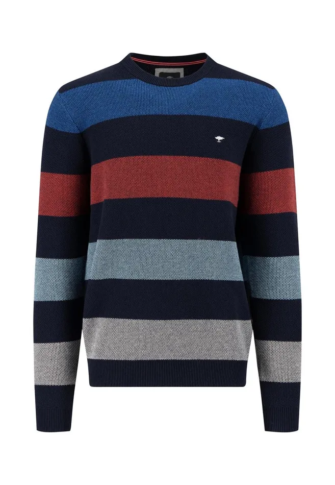 FYNCHHATTON Strip Sweater With A Circular Neckline Navynew Offwhite Men Sweater