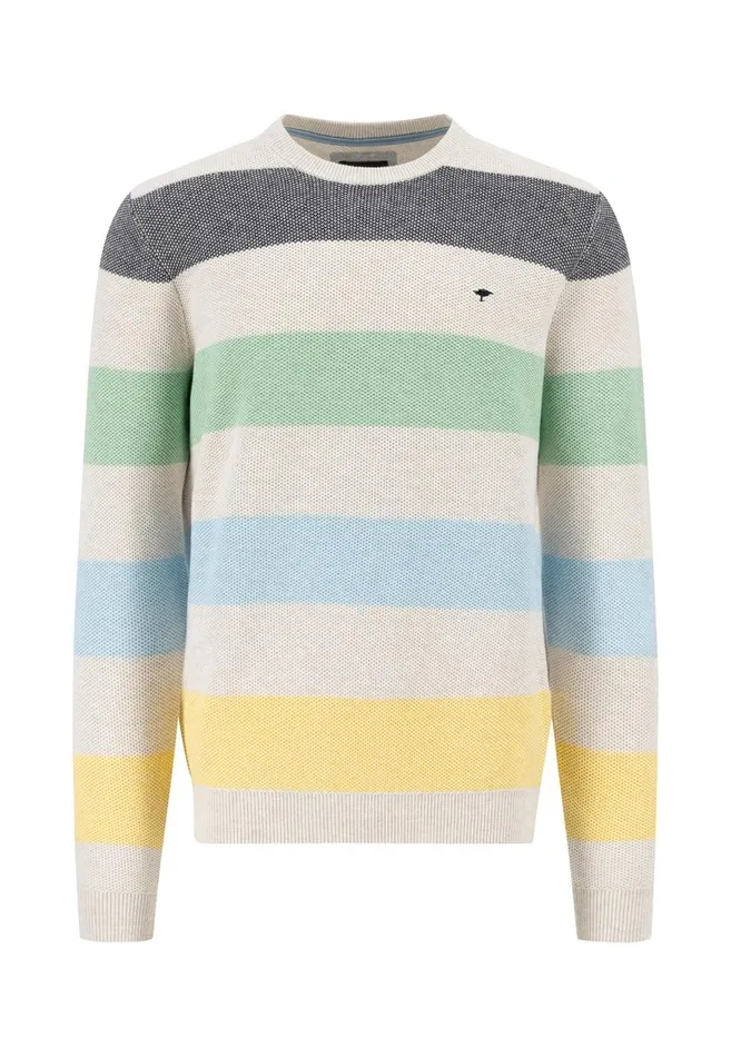 FYNCHHATTON Strip Sweater With A Circular Neckline Navynew Offwhite Men Sweater