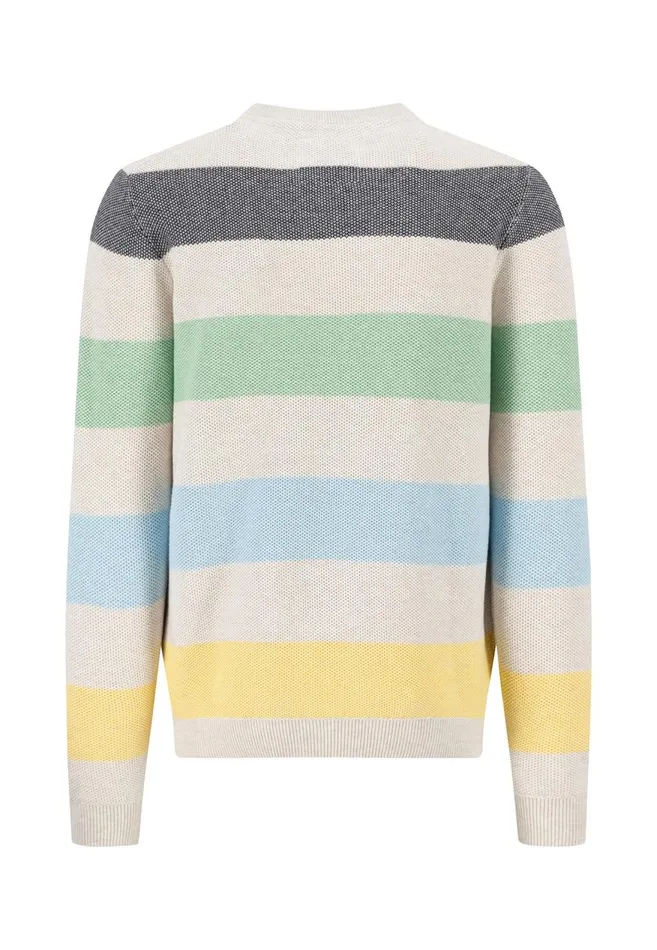 FYNCHHATTON Strip Sweater With A Circular Neckline Navynew Offwhite Men Sweater