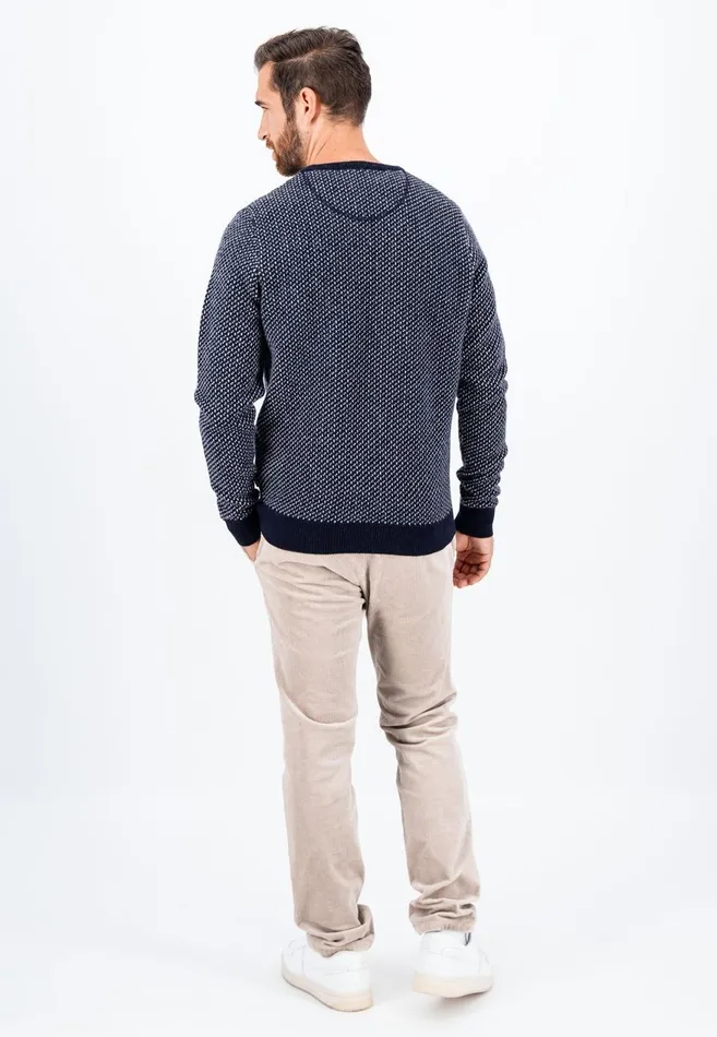 FYNCHHATTON Sweater With A Round Neckline In The Twocolor Look Navywinter White Men Sweater