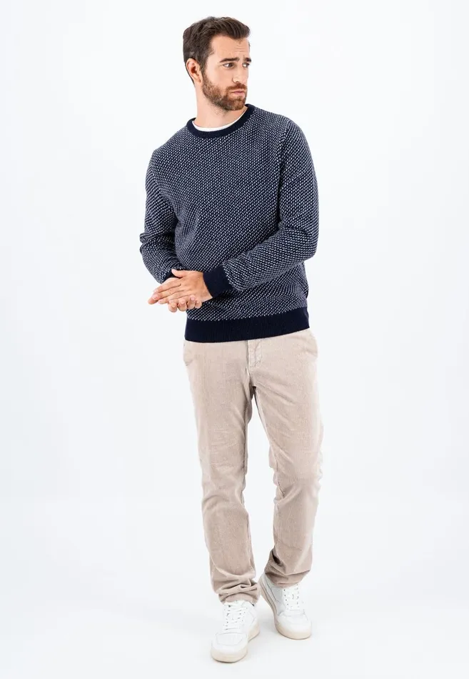 FYNCHHATTON Sweater With A Round Neckline In The Twocolor Look Navywinter White Men Sweater