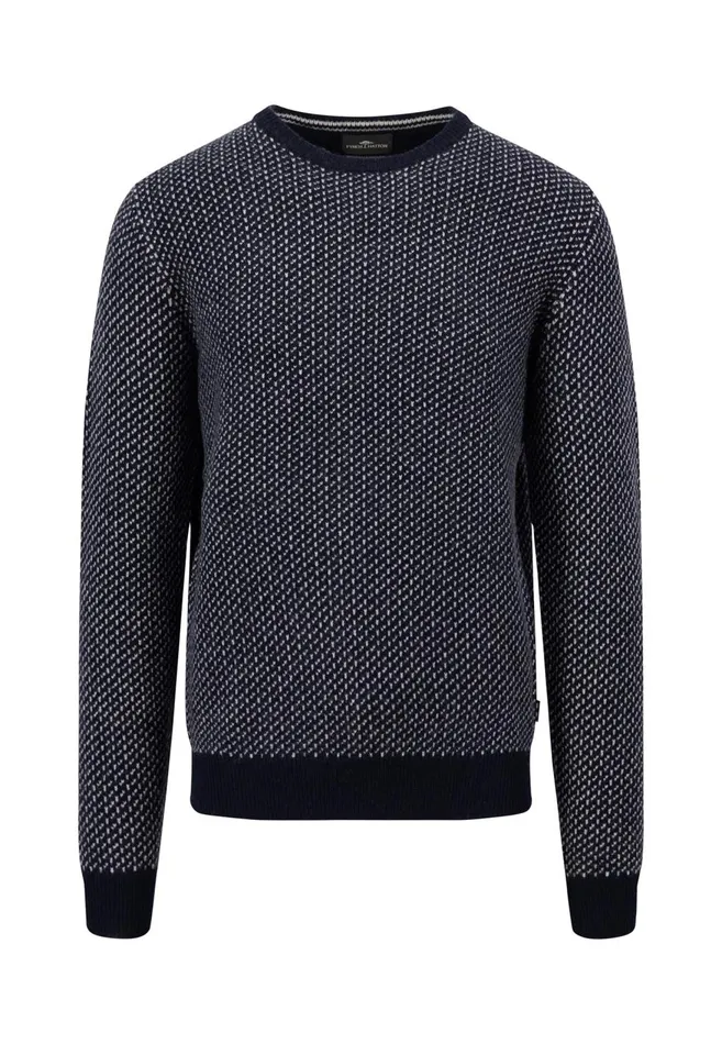 FYNCHHATTON Sweater With A Round Neckline In The Twocolor Look Navywinter White Men Sweater