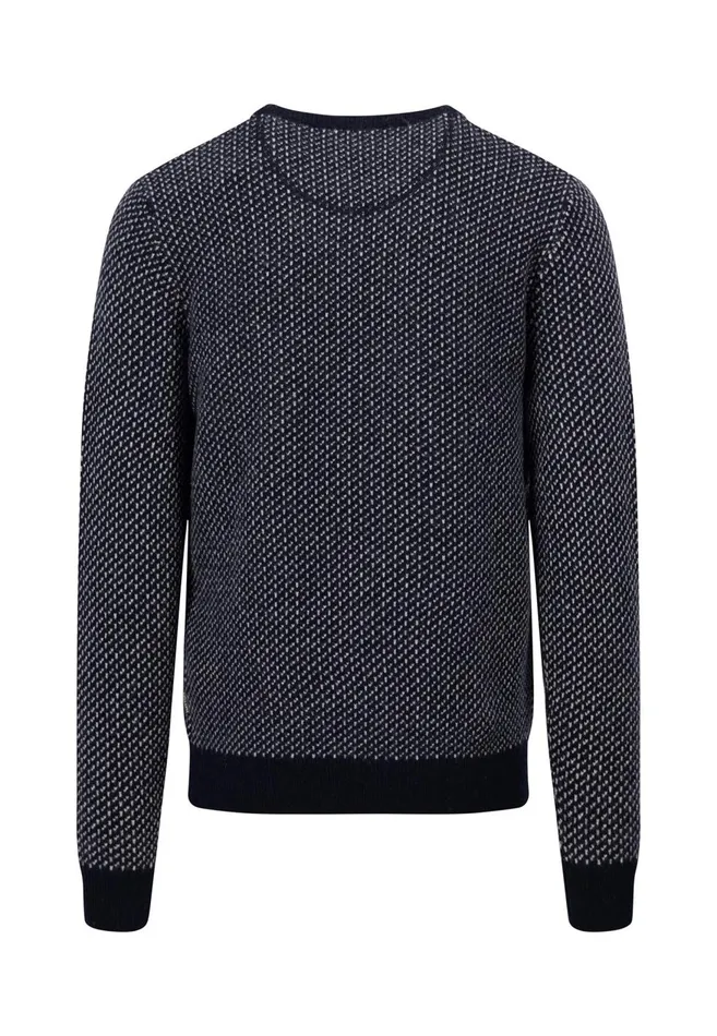 FYNCHHATTON Sweater With A Round Neckline In The Twocolor Look Navywinter White Men Sweater