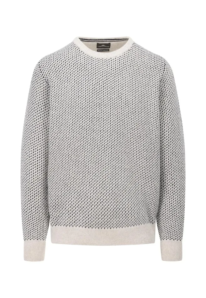 FYNCHHATTON Sweater With A Round Neckline In The Twocolor Look Navywinter White Men Sweater