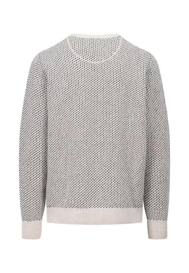 FYNCHHATTON Sweater With A Round Neckline In The Twocolor Look Navywinter White Men Sweater