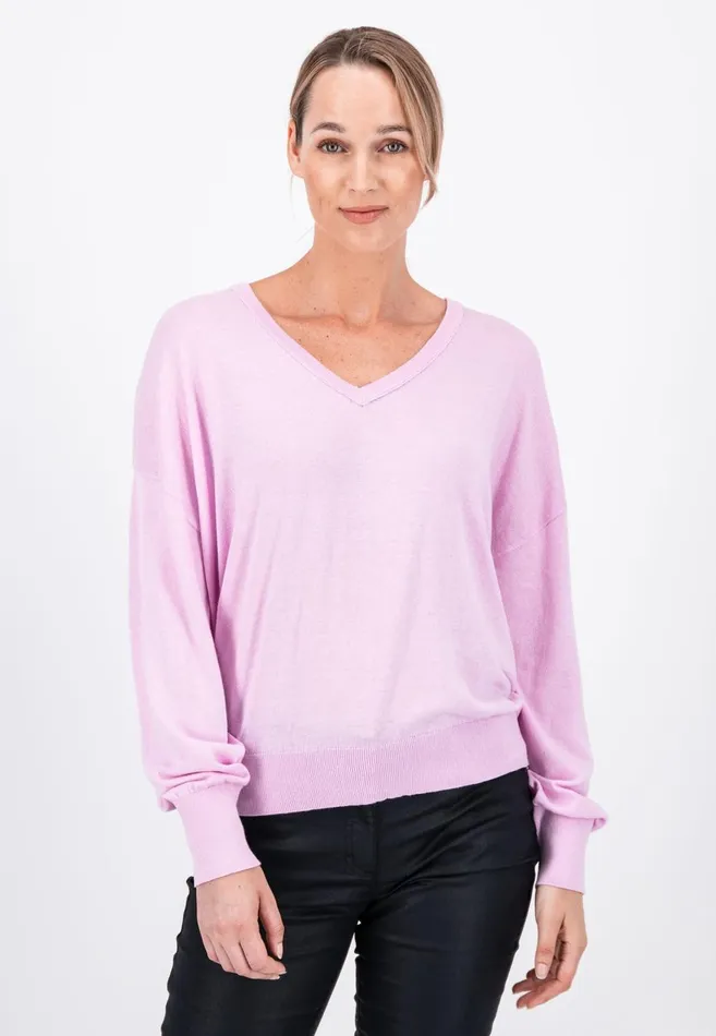 FYNCHHATTON Sweater With Silk Content And Vneckline Blackdusty Rosetaupe Women Sweater