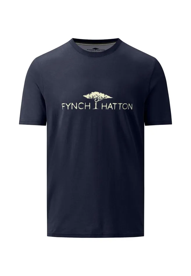FYNCHHATTON Tshirt With Logo Print Navysoft Greencool Graysummer Breeze Men Tshirts