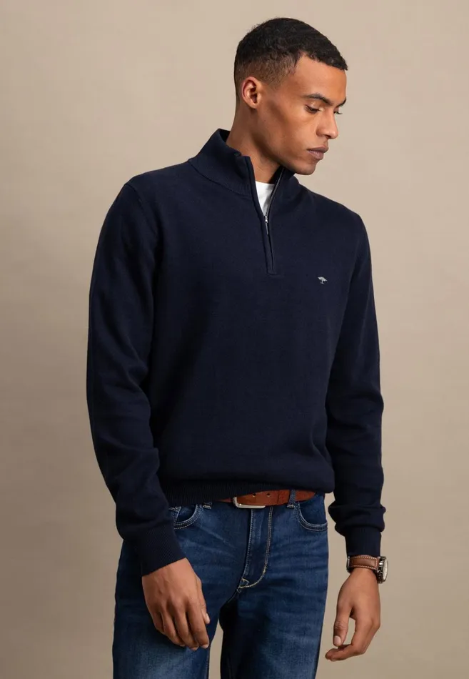 FYNCHHATTON Troyer Sweater Made Of Pure Cotton Navysteel Men Sweater