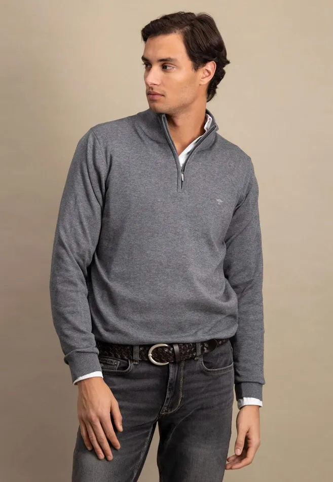 FYNCHHATTON Troyer Sweater Made Of Pure Cotton Navysteel Men Sweater