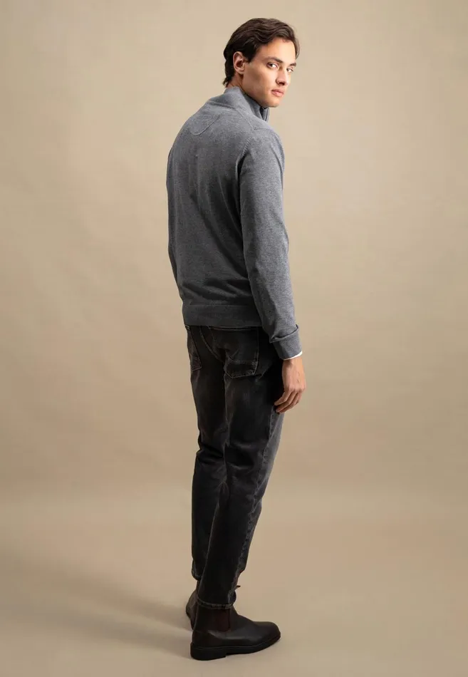 FYNCHHATTON Troyer Sweater Made Of Pure Cotton Navysteel Men Sweater