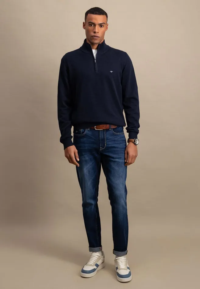 FYNCHHATTON Troyer Sweater Made Of Pure Cotton Navysteel Men Sweater