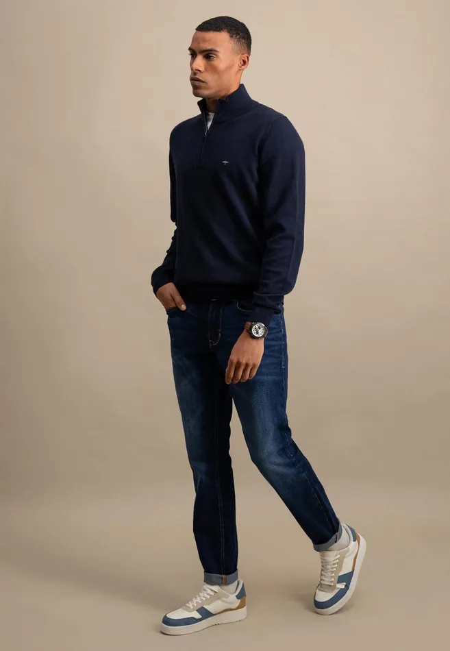 FYNCHHATTON Troyer Sweater Made Of Pure Cotton Navysteel Men Sweater