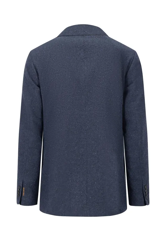 FYNCHHATTON Tweed Blazer With Two Buttons Dark Navyhazel Men Jackets and Coats