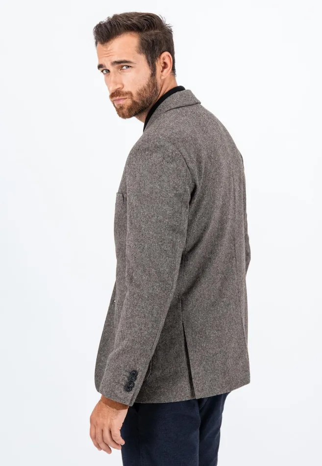 FYNCHHATTON Tweed Blazer With Two Buttons Dark Navyhazel Men Jackets and Coats
