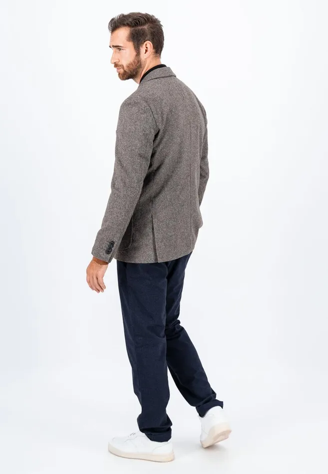 FYNCHHATTON Tweed Blazer With Two Buttons Dark Navyhazel Men Jackets and Coats